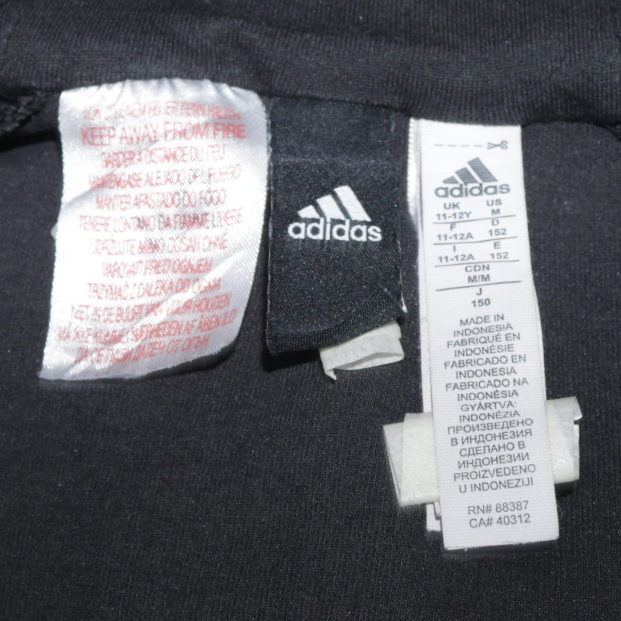 Boys UK Size 11-12 Years adidas Black Full Zip Hoodie