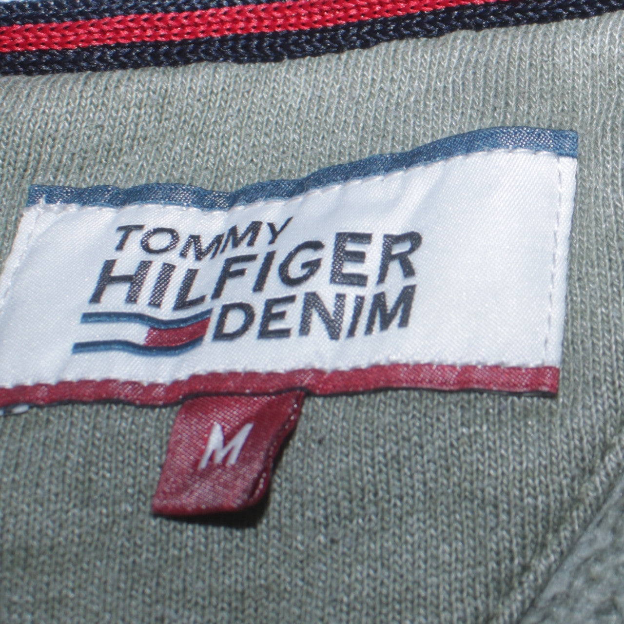 Mens UK Size M Tommy Hilfiger Denim Green Pullover Hoodie