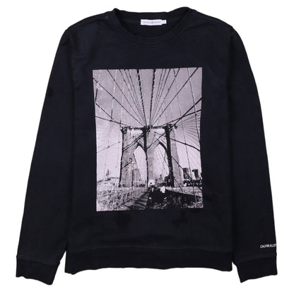 Calvin Klein Jeans Boys Black Graphic Print Pullover Sweatshirt Age 14