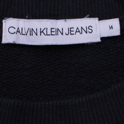 Calvin Klein Jeans Boys Black Graphic Print Pullover Sweatshirt Age 14