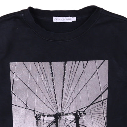Calvin Klein Jeans Boys Black Graphic Print Pullover Sweatshirt Age 14