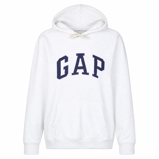 Gap Women White Pullover Hoodie L Cotton Blend Logo Casual