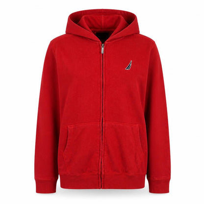 Front view of Nautica Teens Red Full Zip Hoodie Sweatshirt, size 14/16, Cotton Blend