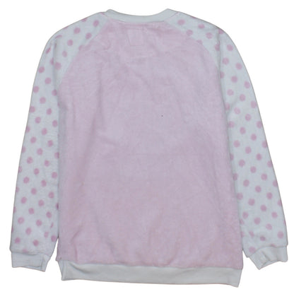 Disney Women Pink Stitch Polka Dot Fleece Nightshirt Top Size 10-12