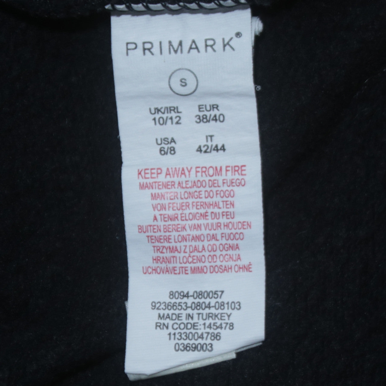 Womens UK Size 10/12 Primark Black Pullover Hoodie