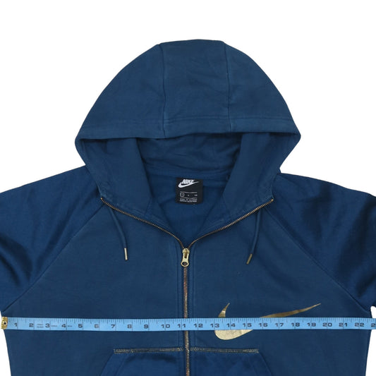 Womens UK Size S Nike Blue Full Zip Hoodie