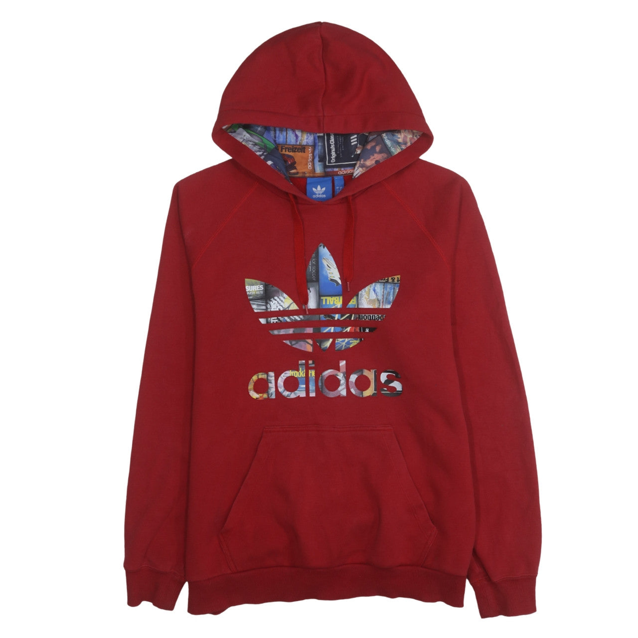 Mens UK Size L adidas Red Pullover Hoodie