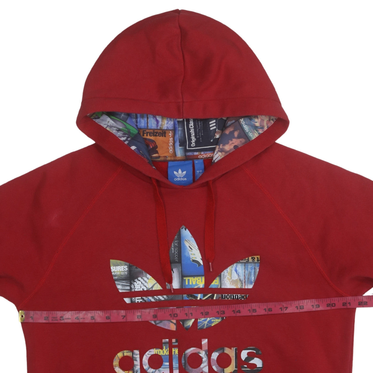 Mens UK Size L adidas Red Pullover Hoodie