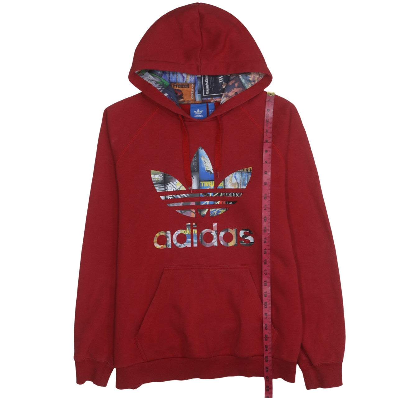 Mens UK Size L adidas Red Pullover Hoodie