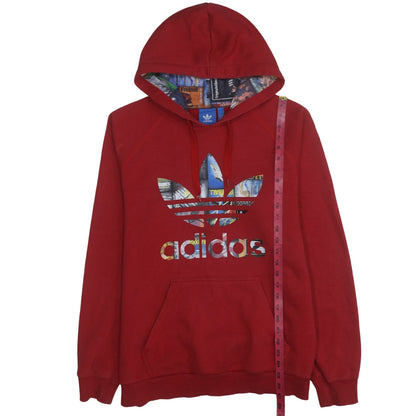 Mens UK Size L adidas Red Pullover Hoodie