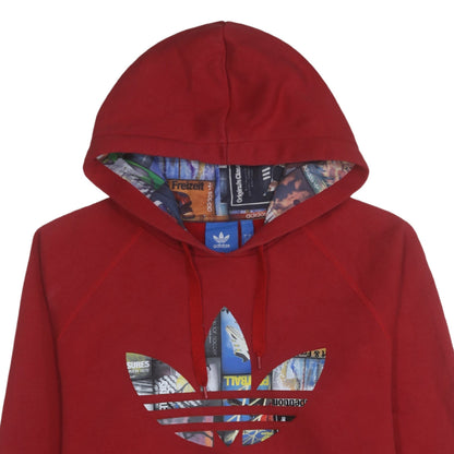 Mens UK Size L adidas Red Pullover Hoodie