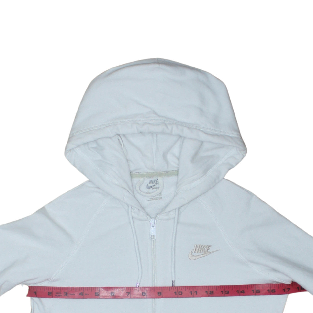 Womens UK Size 10 Nike White Full Zip Hoodie