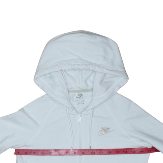 Womens UK Size 10 Nike White Full Zip Hoodie