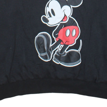 Disney Girls Black Mickey Mouse Pullover Hoodie L Graphic Print