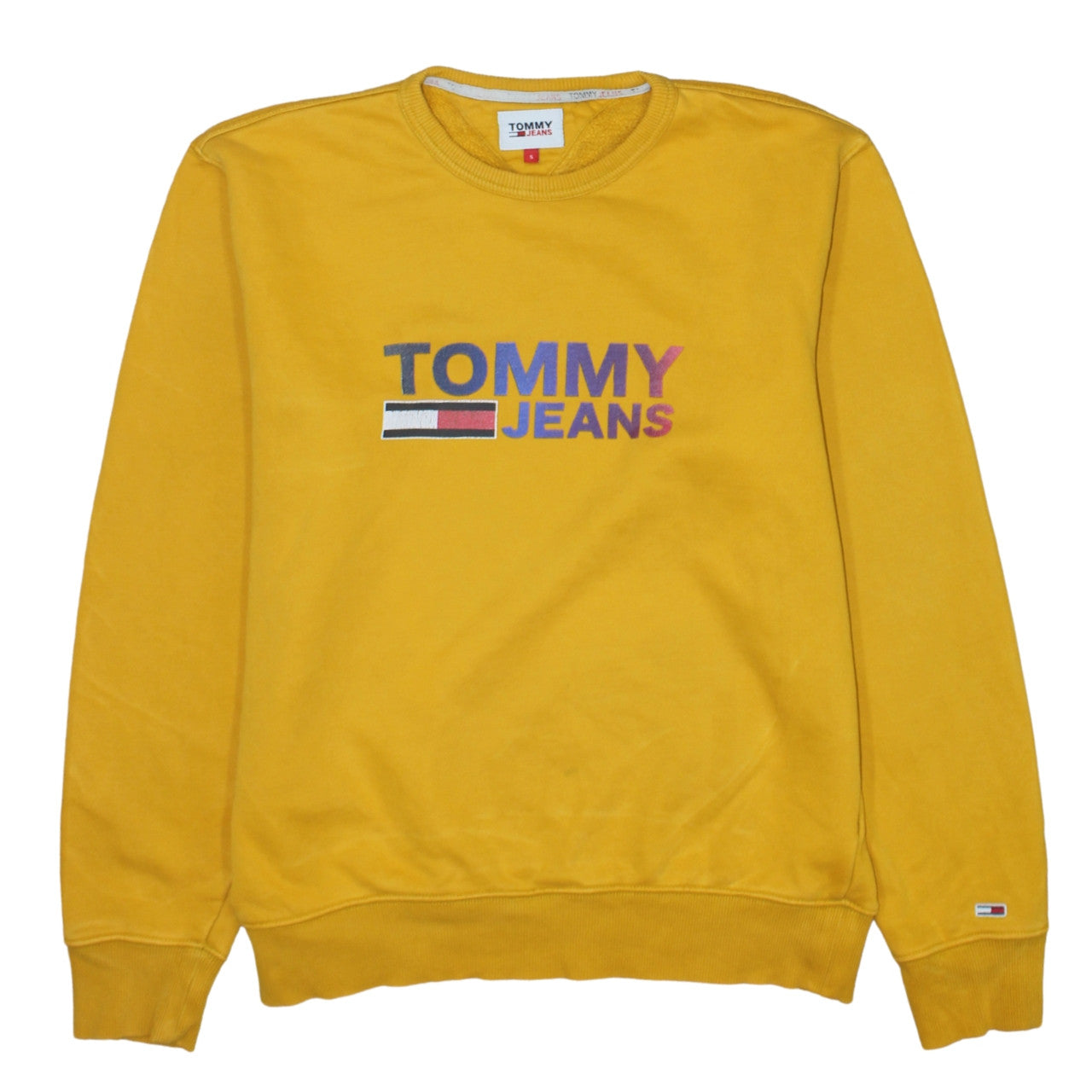 Mens UK Size S Tommy Jeans Yellow Pullover Sweatshirt