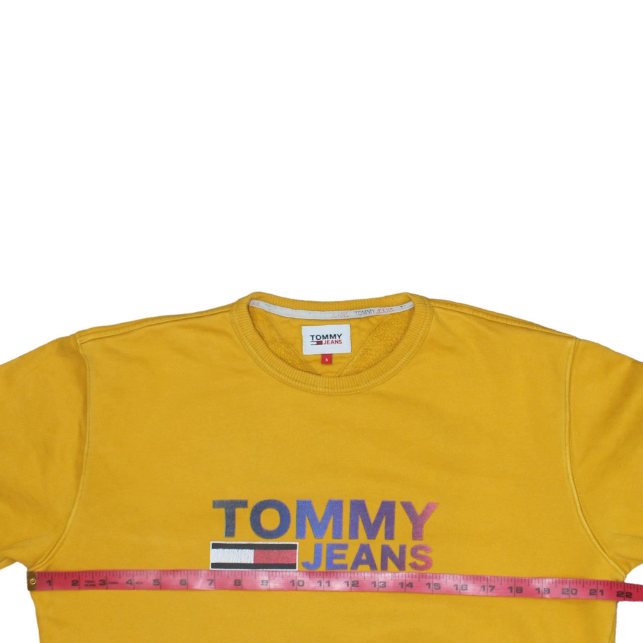 Mens UK Size S Tommy Jeans Yellow Pullover Sweatshirt