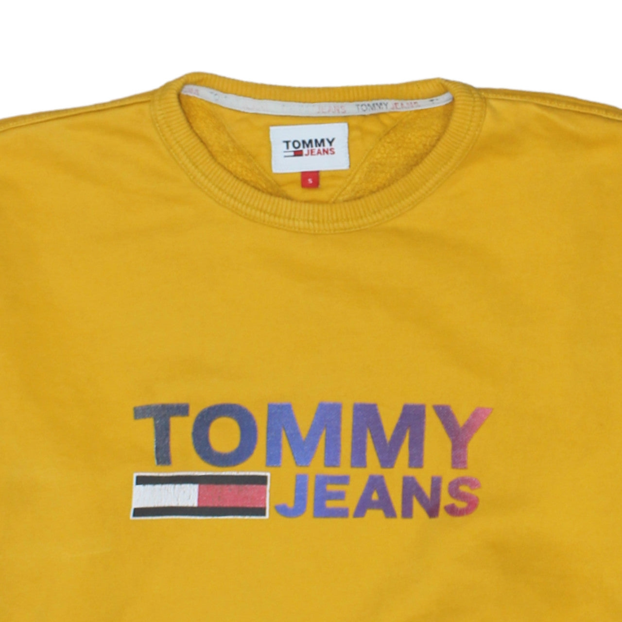 Mens UK Size S Tommy Jeans Yellow Pullover Sweatshirt