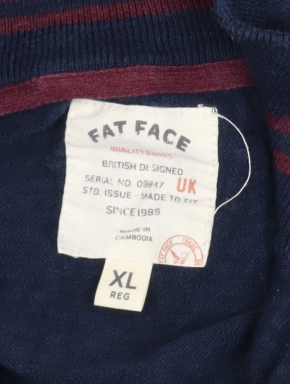 Mens UK Size XL Fat Face Blue 1/2 Zip Jumper