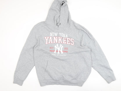 Mens UK Size 2XL Majestic Athletic Grey Pullover Hoodie