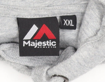 Mens UK Size 2XL Majestic Athletic Grey Pullover Hoodie