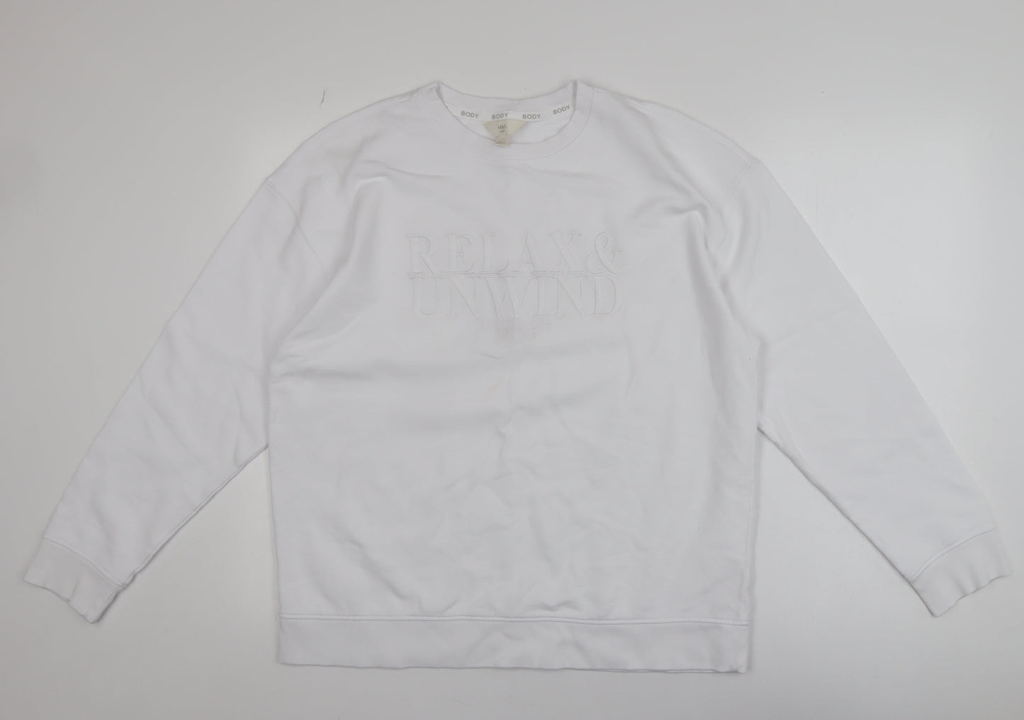 Womens UK Size L Marks and Spencer White Pullover Sweatshirt