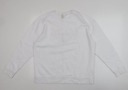 Womens UK Size L Marks and Spencer White Pullover Sweatshirt