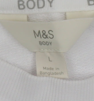 Womens UK Size L Marks and Spencer White Pullover Sweatshirt