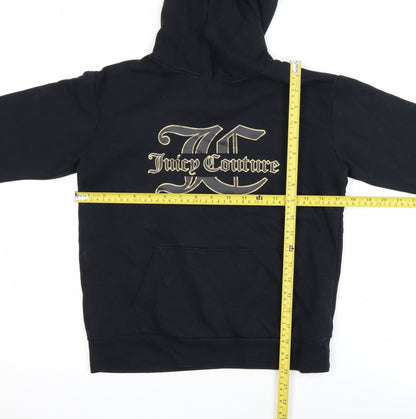 Juicy Couture Girls Black Pullover Hoodie 10-11Y Logo Fleece Sweatshirt
