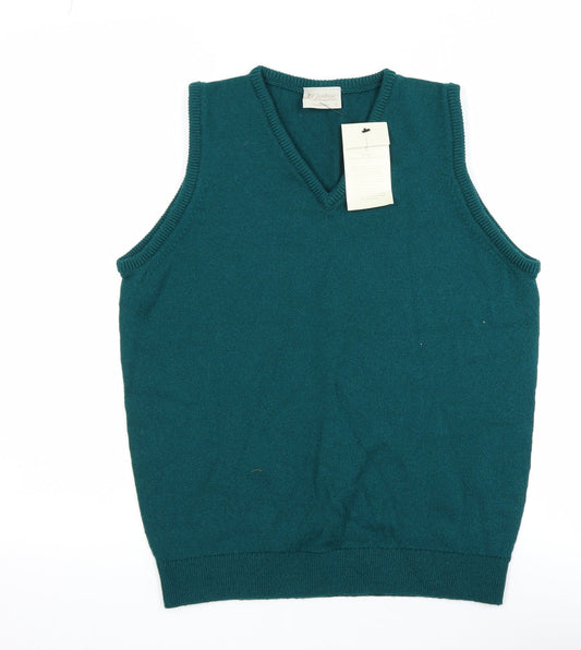 Mens UK Size S Glenbrae Green Vest Jumper