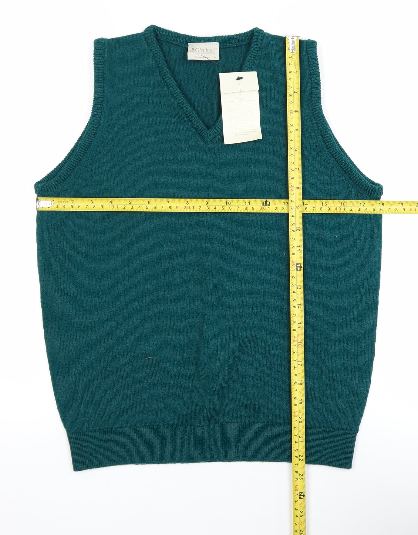Mens UK Size S Glenbrae Green Vest Jumper