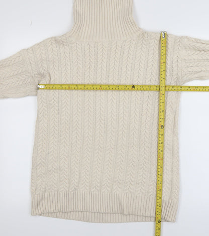 French Connection Womens Ivory Cable-Knit Roll Neck Jumper XS