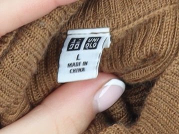 Womens UK Size L Uniqlo Brown Pullover Jumper