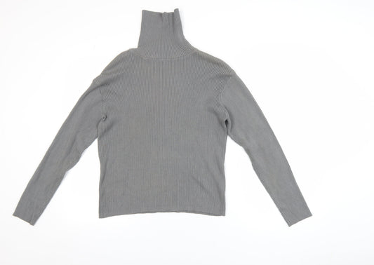 Definitions Women’s Grey Roll Neck Long Sleeve Cotton Jumper Size 14