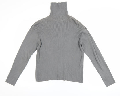 Definitions Women’s Grey Roll Neck Long Sleeve Cotton Jumper Size 14