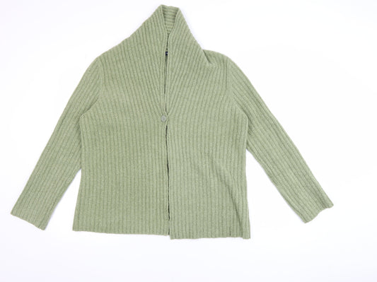 Dash Women’s Green Ribbed Knit Long Sleeve Cardigan Size 16