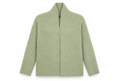 Dash Women’s Green Ribbed Knit Long Sleeve Cardigan Size 16