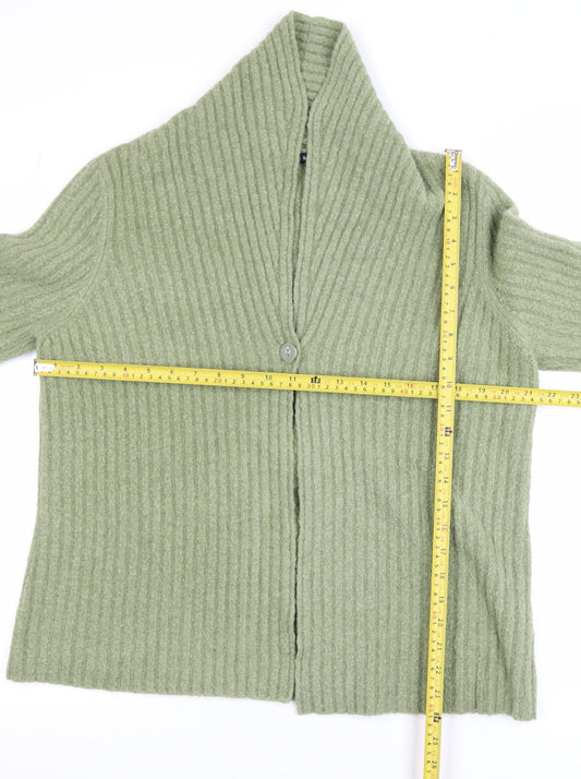Dash Women’s Green Ribbed Knit Long Sleeve Cardigan Size 16