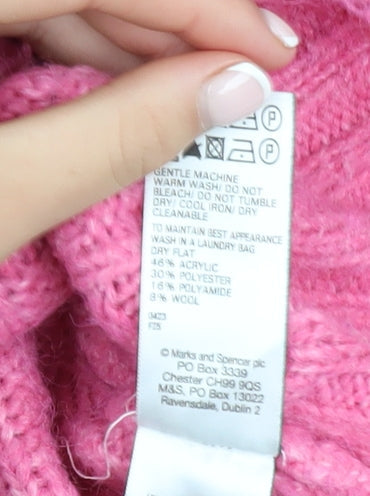 Womens UK Size S Marks and Spencer Pink Pullover Jumper