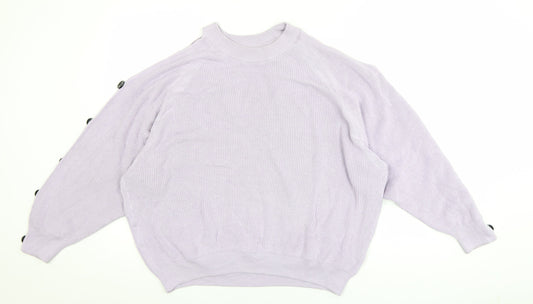 River Island Womens Purple Size 14 Rib Knit High Neck Button Jumper