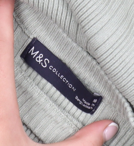 Womens UK Size 18 Marks and Spencer Green Basic T-Shirt