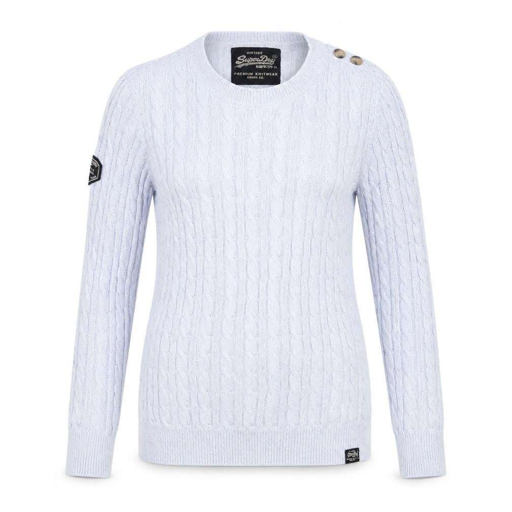 Superdry Womens Blue Cable Knit Cotton Jumper Size 10