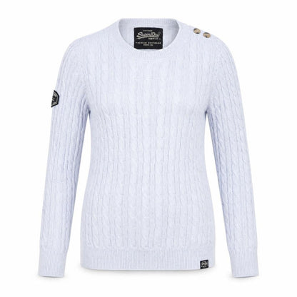 Superdry Womens Blue Cable Knit Cotton Jumper Size 10