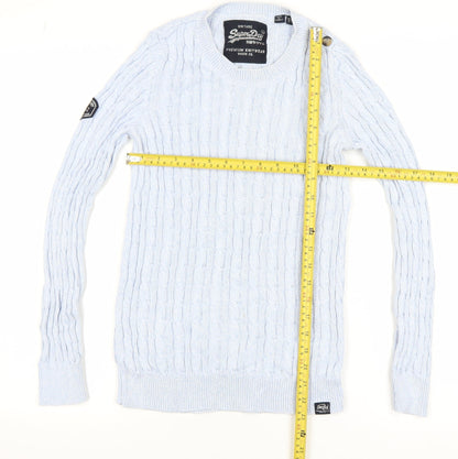 Superdry Womens Blue Cable Knit Cotton Jumper Size 10
