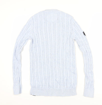Superdry Womens Blue Cable Knit Cotton Jumper Size 10