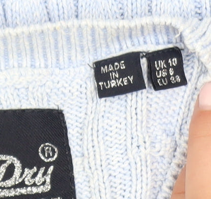 Superdry Womens Blue Cable Knit Cotton Jumper Size 10
