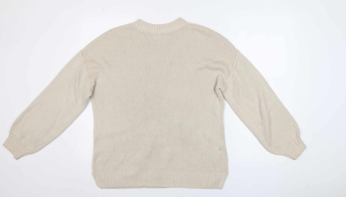 Womens UK Size XS Hollister Beige Pullover Jumper