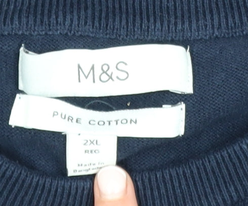 Mens UK Size 2XL Marks and Spencer Blue Pullover Jumper