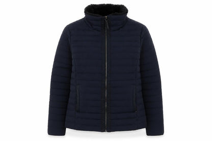 Jasper Conran Women's Blue Puffer Jacket Size 18 Faux Fur Collar