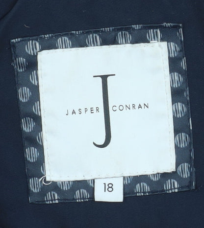 Jasper Conran Women's Blue Puffer Jacket Size 18 Faux Fur Collar