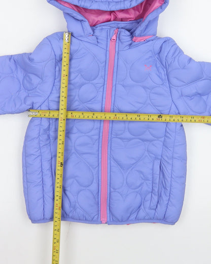 Girls UK Size 6-7 Years Crew Clothing Purple Puffer Jacket
